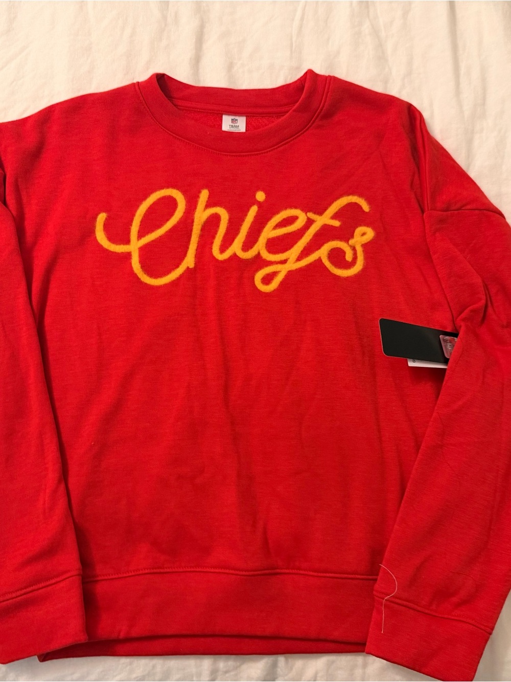 NFL Red Crewneck Sweatshirt with Yellow 'Chiefs' Script